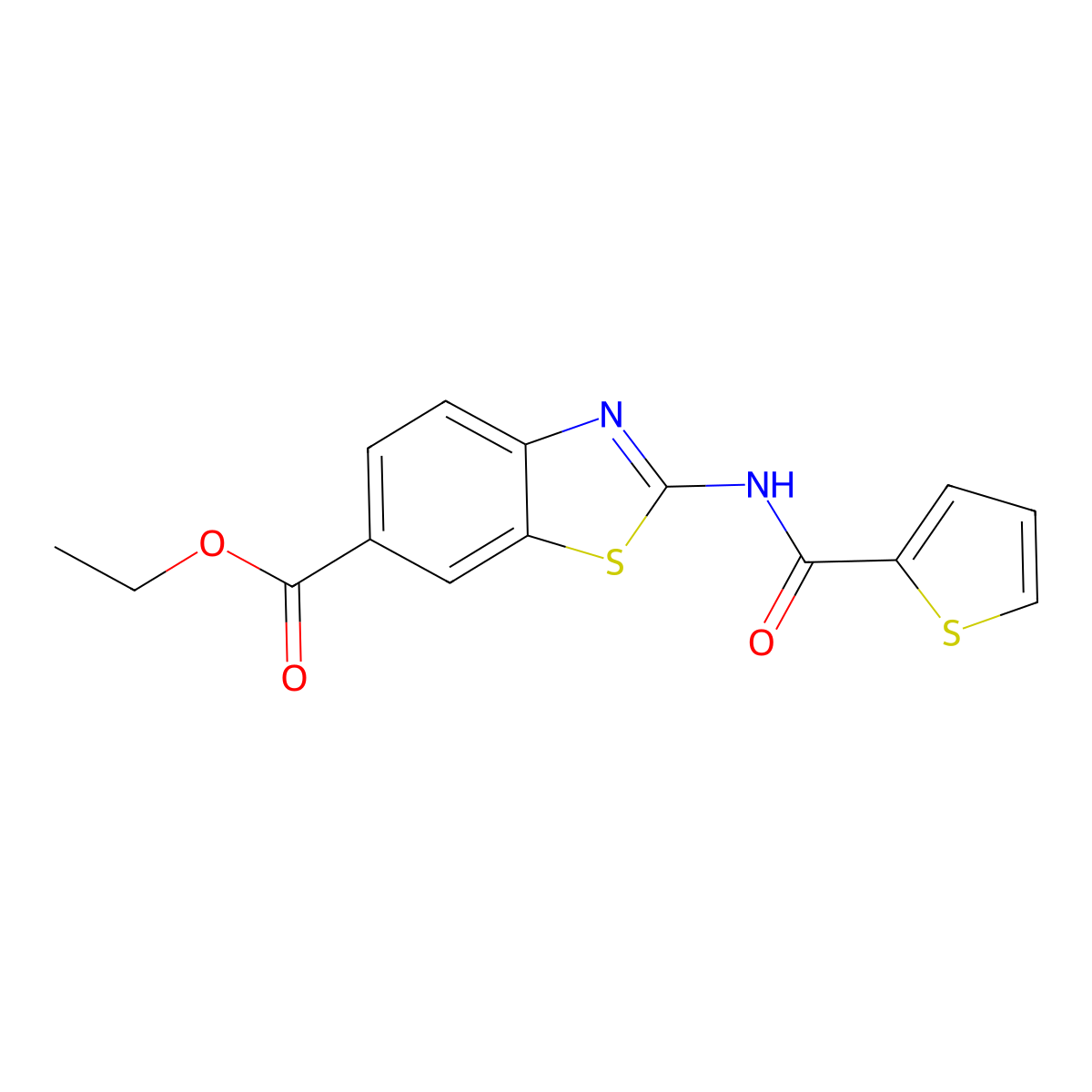 2-[(Thiophene-2-carbonyl)-amino]-benzothiazole-6-carboxylic acid ethyl ester molecular structure, CAS 361197-59-3