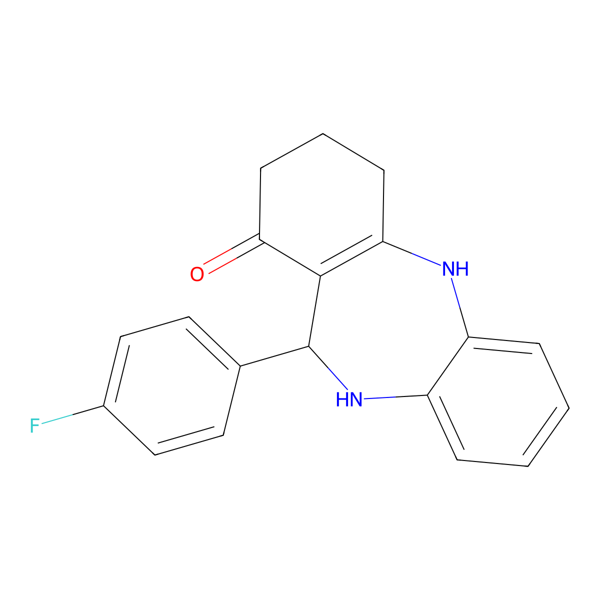 6-(4-Fluorophenyl)-5,6,8,9,10,11-hexahydrobenzo[b][1,4]benzodiazepin-7-one molecular structure, CAS 361197-66-2