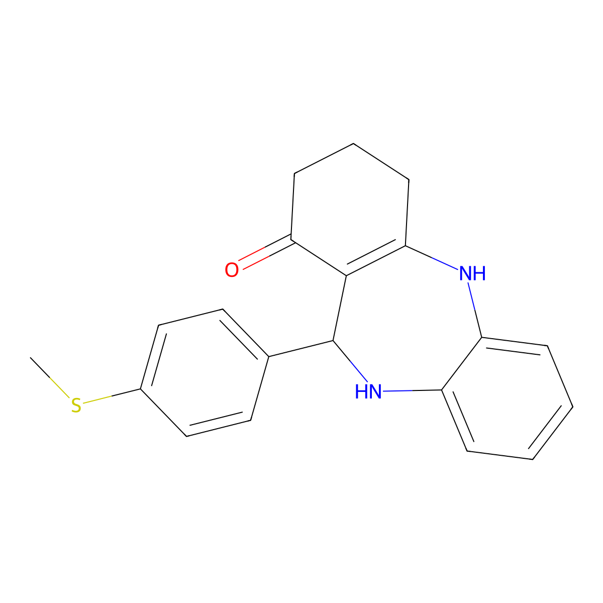 6-(4-Methylsulfanylphenyl)-5,6,8,9,10,11-hexahydrobenzo[b][1,4]benzodiazepin-7-one molecular structure, CAS 361197-73-1