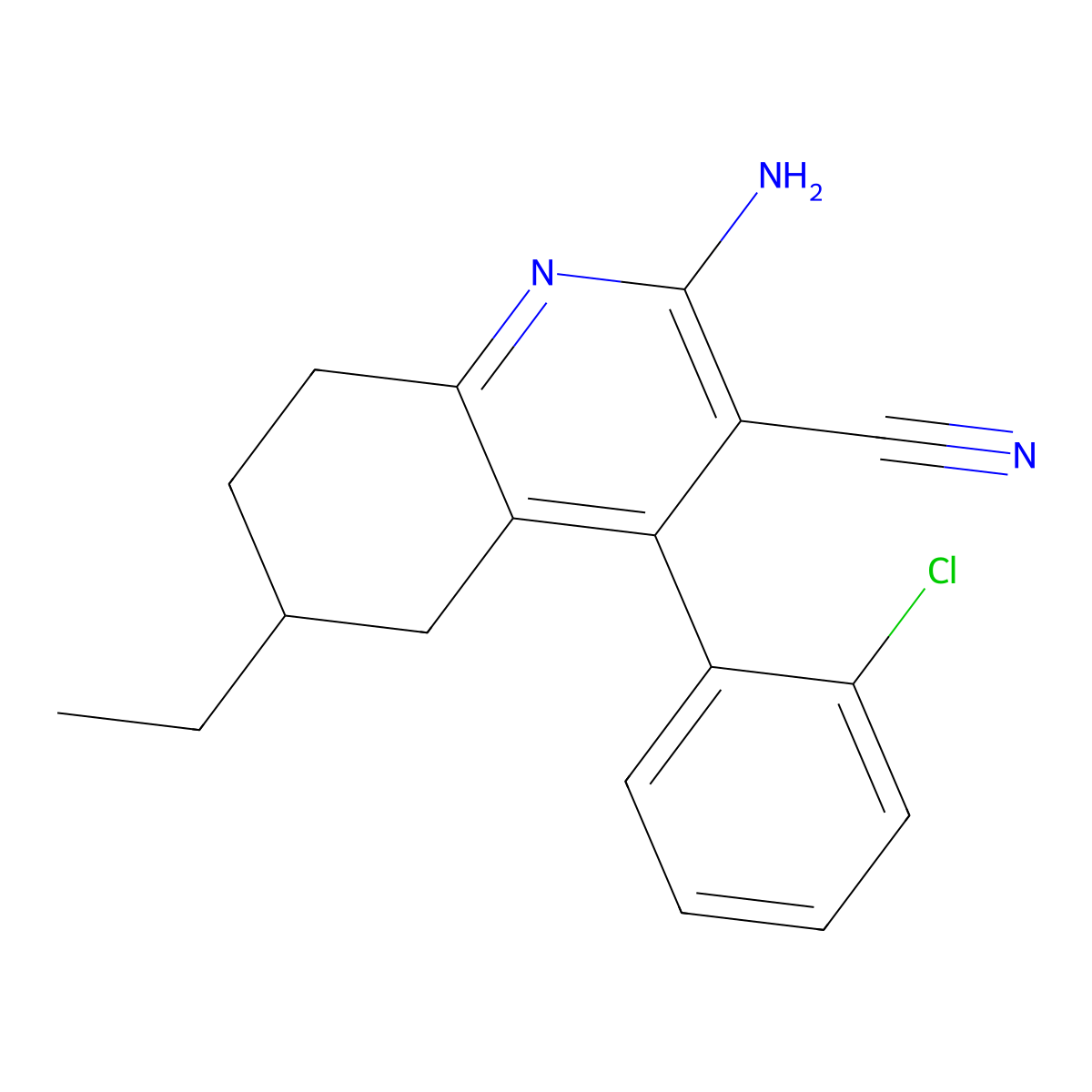 2-Amino-4-(2-chlorophenyl)-6-ethyl-5,6,7,8-tetrahydroquinoline-3-carbonitrile molecular structure, CAS 361198-25-6