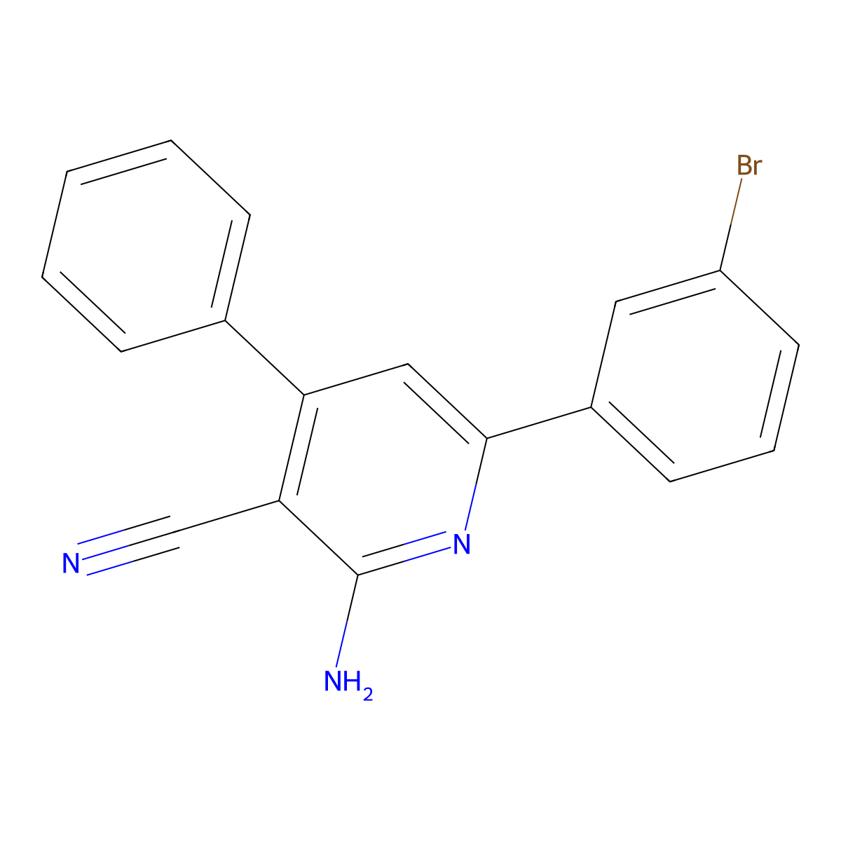 2-Amino-6-(3-bromophenyl)-4-phenylpyridine-3-carbonitrile molecular structure, CAS 361198-37-0