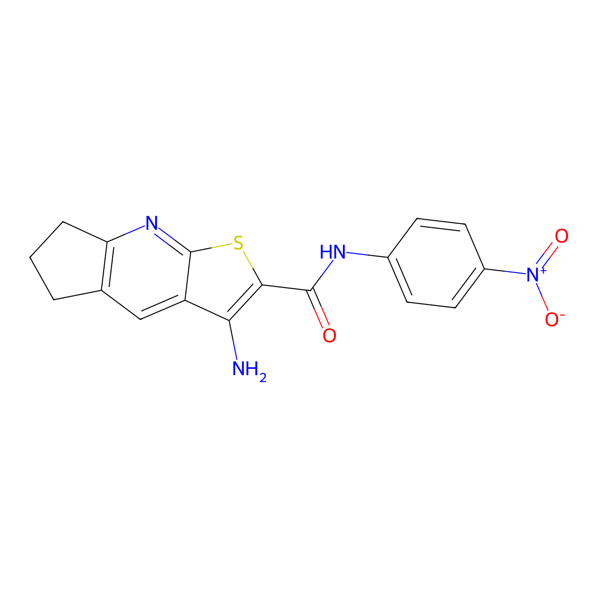 3-Amino-N-(4-nitrophenyl)-6,7-dihydro-5H-cyclopenta[b]thieno[3,2-e]pyridine-2-carboxamide molecular structure, CAS 361198-39-2