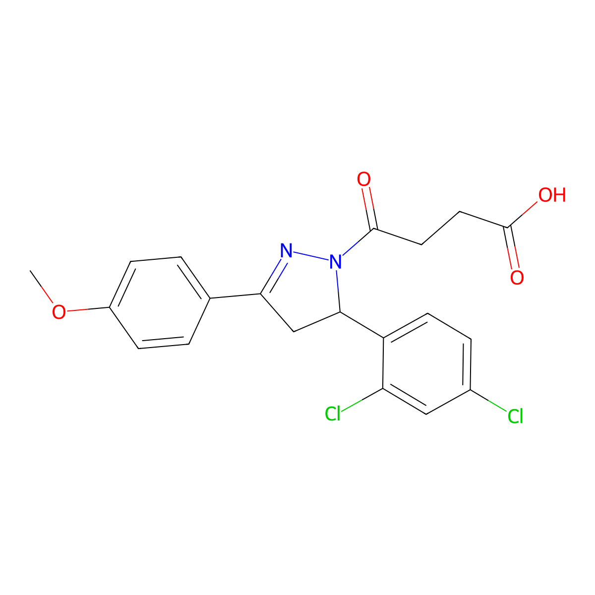 4-[5-(2,4-dichlorophenyl)-3-(4-methoxyphenyl)-4,5-dihydro-1H-pyrazol-1-yl]-4-oxobutanoic acid molecular structure, CAS 361198-52-9