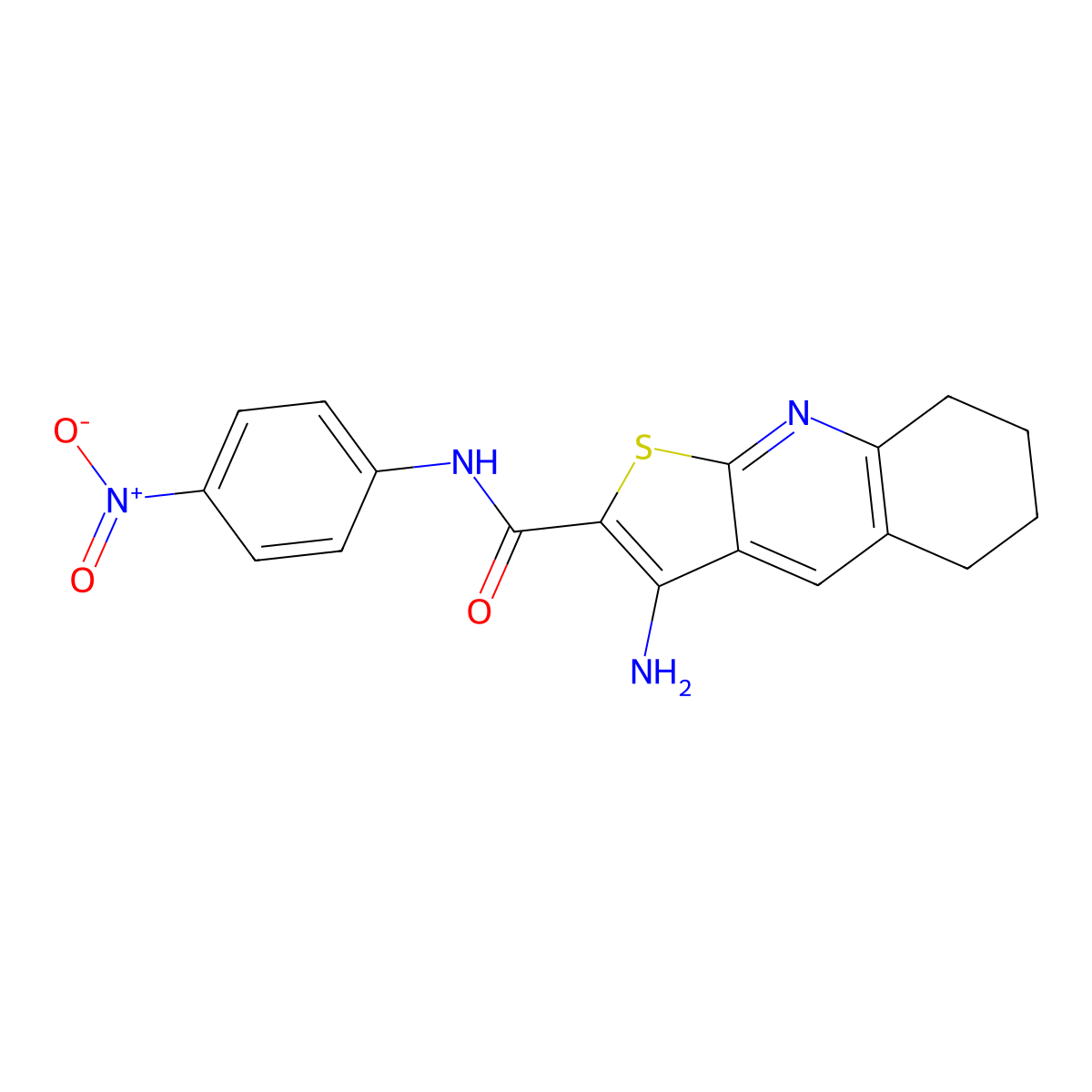 3-amino-N-(4-nitrophenyl)-5,6,7,8-tetrahydrothieno[2,3-b]quinoline-2-carboxamide molecular structure, CAS 361198-72-3