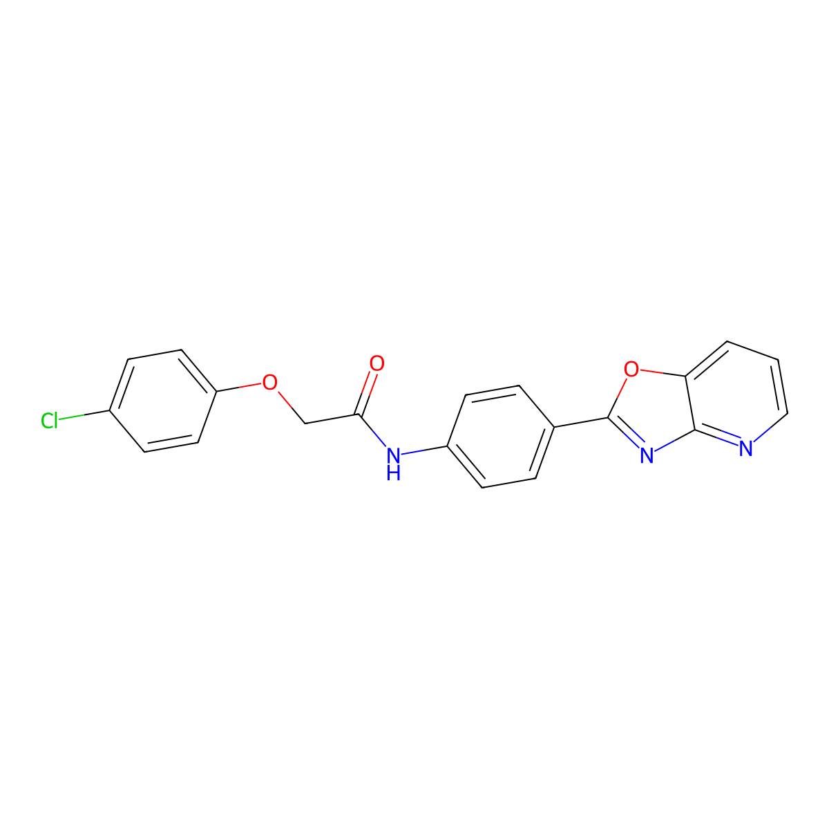 2-(4-chlorophenoxy)-N-[4-([1,3]oxazolo[4,5-b]pyridin-2-yl)phenyl]acetamide molecular structure, CAS 361198-99-4