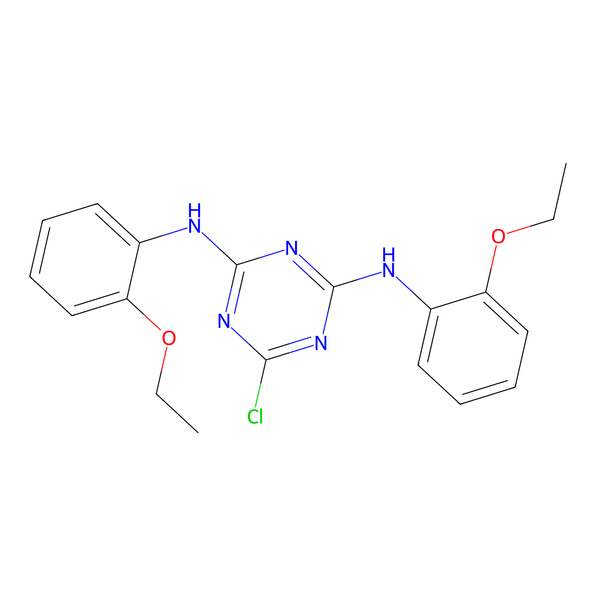 6-chloro-N,N'-bis(2-ethoxyphenyl)-1,3,5-triazine-2,4-diamine molecular structure, CAS 361199-02-2