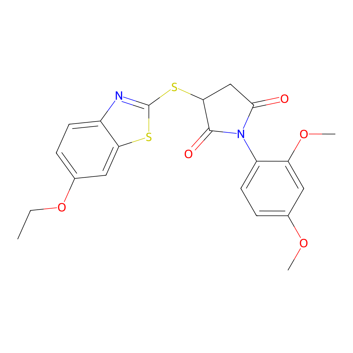 1-(2,4-Dimethoxyphenyl)-3-[(6-ethoxy-1,3-benzothiazol-2-yl)sulfanyl]pyrrolidine-2,5-dione molecular structure, CAS 361199-10-2