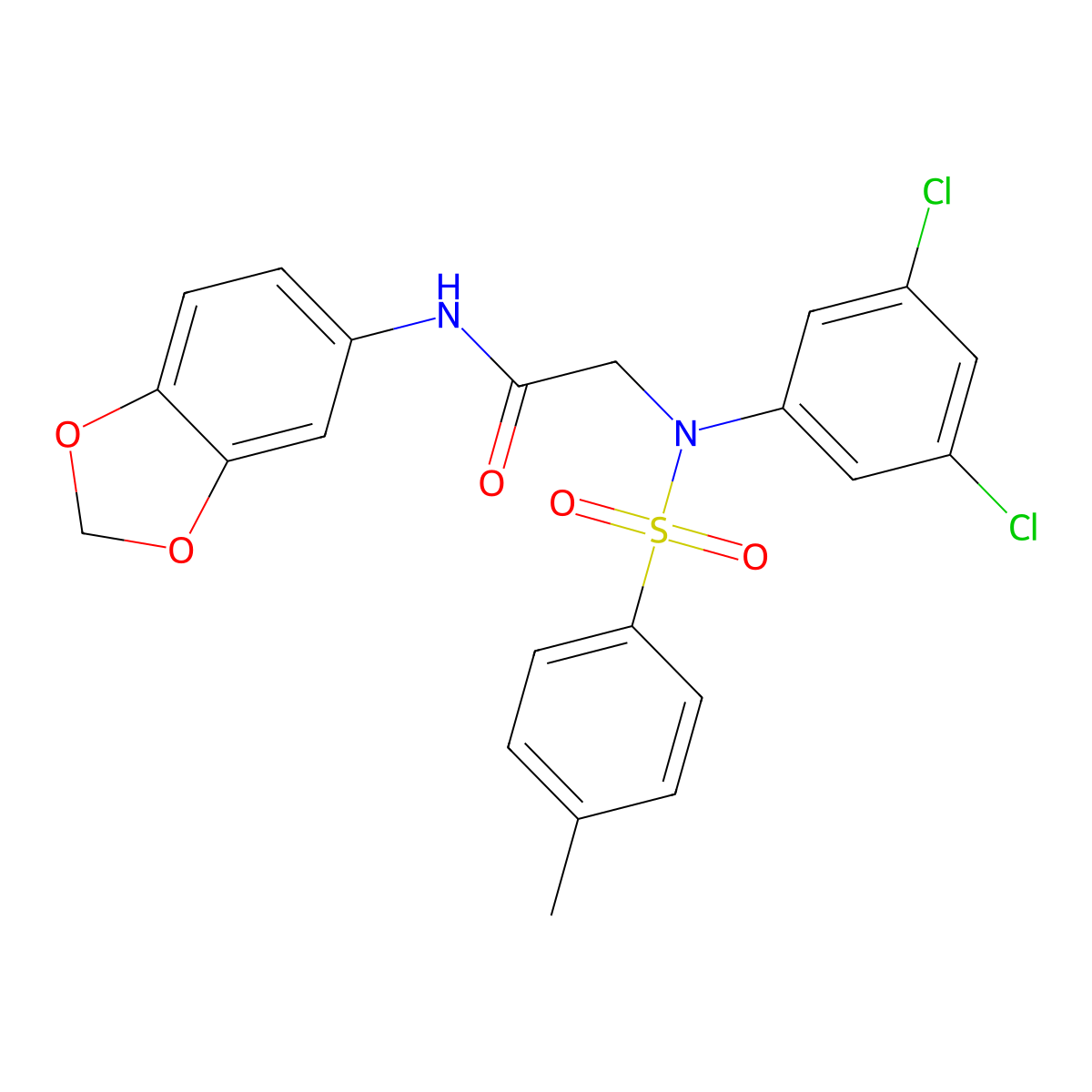 N-(1,3-benzodioxol-5-yl)-2-(3,5-dichloro-N-(4-methylphenyl)sulfonylanilino)acetamide molecular structure, CAS 361199-55-5
