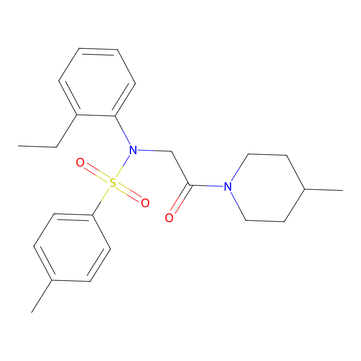 N-(2-ethylphenyl)-4-methyl-N-[2-(4-methylpiperidin-1-yl)-2-oxoethyl]benzenesulfonamide molecular structure, CAS 361199-58-8