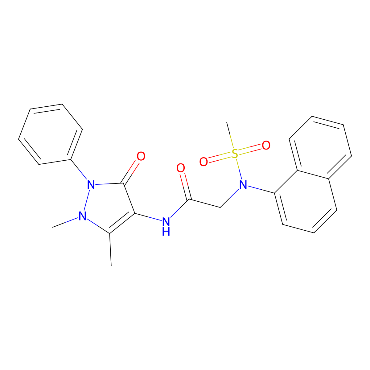 N-(1,5-dimethyl-3-oxo-2-phenylpyrazol-4-yl)-2-[methylsulfonyl(naphthalen-1-yl)amino]acetamide molecular structure, CAS 361199-63-5