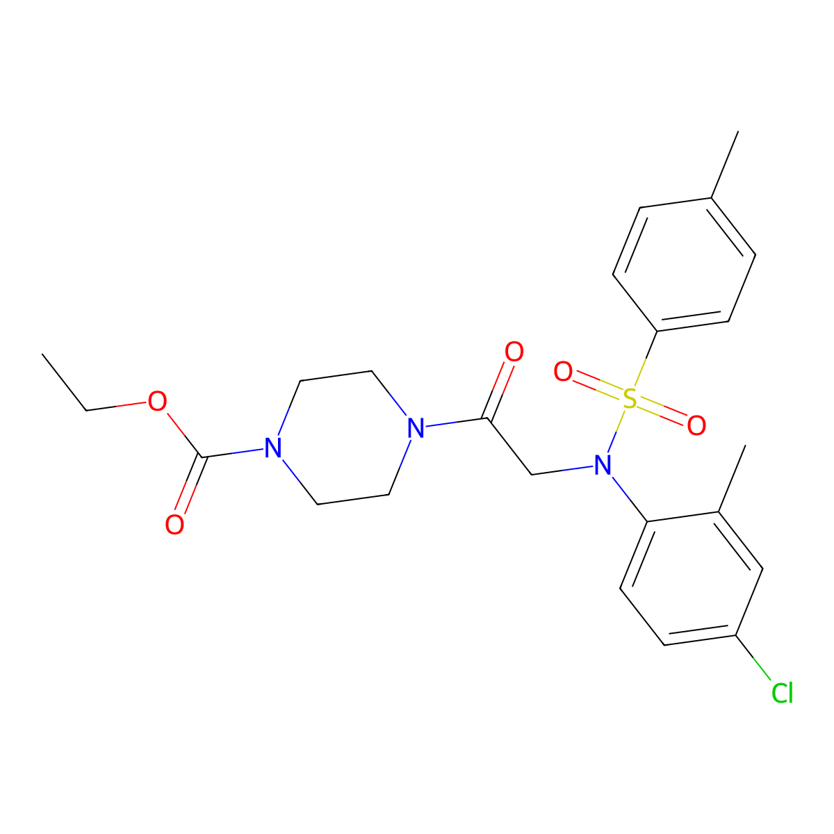 ethyl 4-{N-(4-chloro-2-methylphenyl)-N-[(4-methylphenyl)sulfonyl]glycyl}piperazine-1-carboxylate molecular structure, CAS 361199-70-4