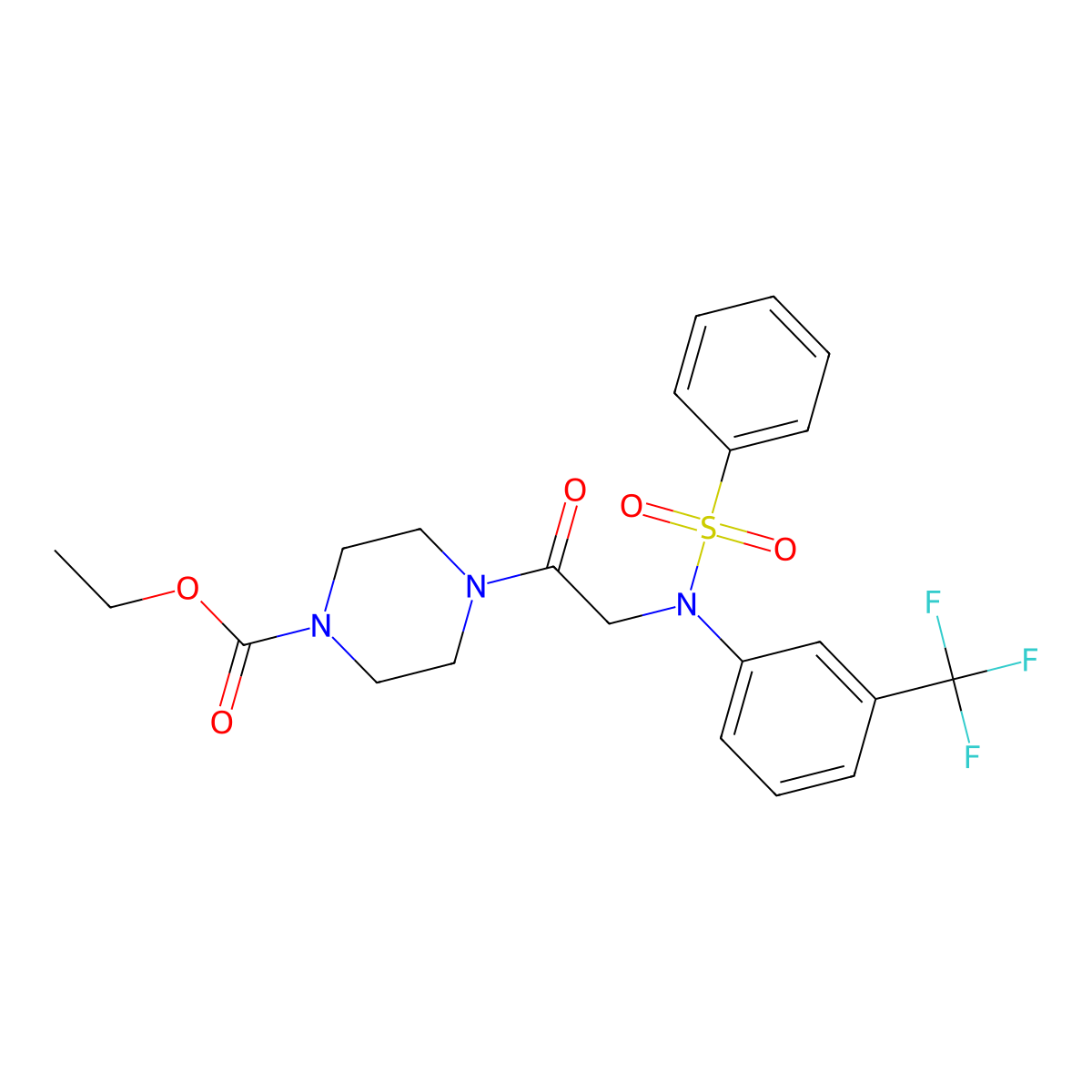 Ethyl 4-{[(phenylsulfonyl)-3-(trifluoromethyl)anilino]acetyl}-1-piperazinecarboxylate molecular structure, CAS 361199-71-5