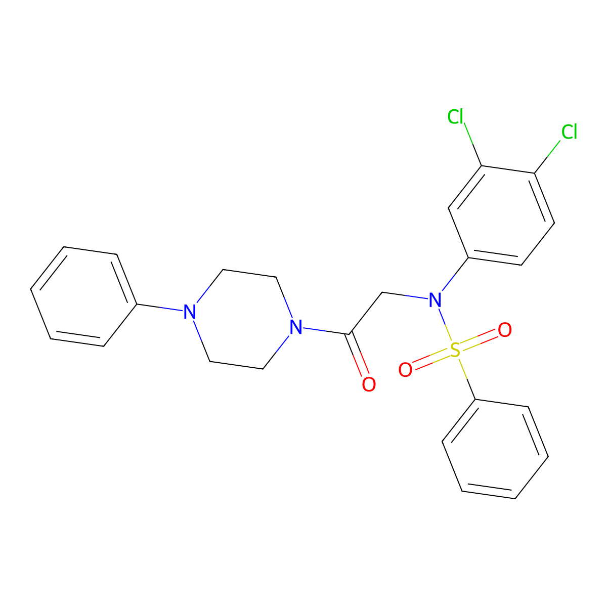 N-(3,4-dichlorophenyl)-N-[2-oxo-2-(4-phenylpiperazin-1-yl)ethyl]benzenesulfonamide molecular structure, CAS 361199-74-8