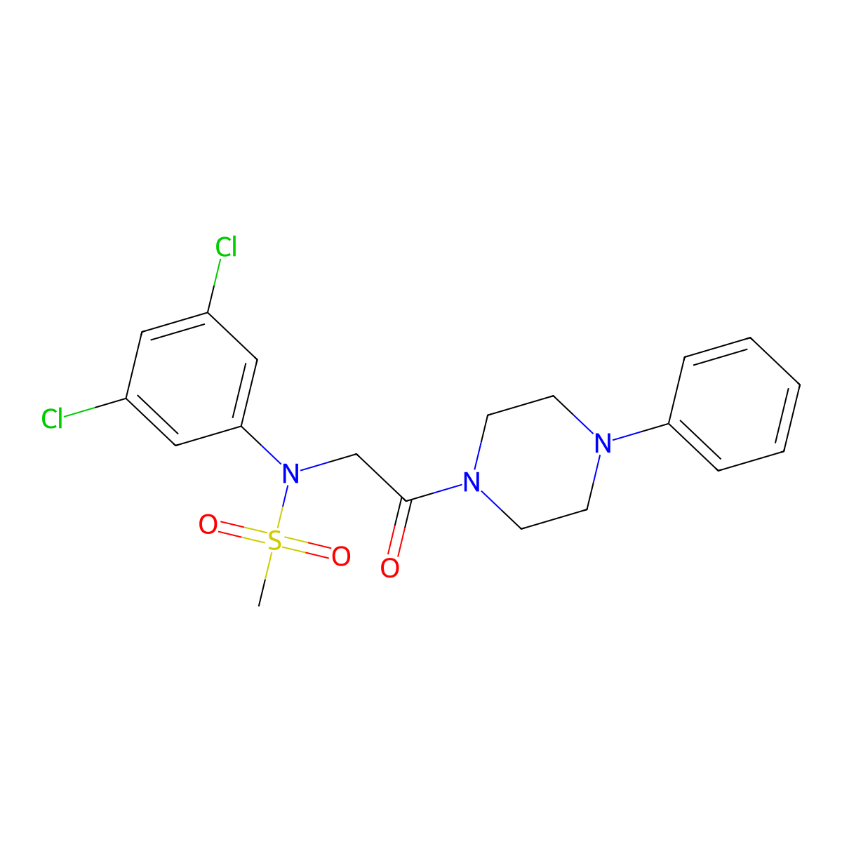 N-(3,5-dichlorophenyl)-N-[2-oxo-2-(4-phenylpiperazin-1-yl)ethyl]methanesulfonamide molecular structure, CAS 361199-84-0