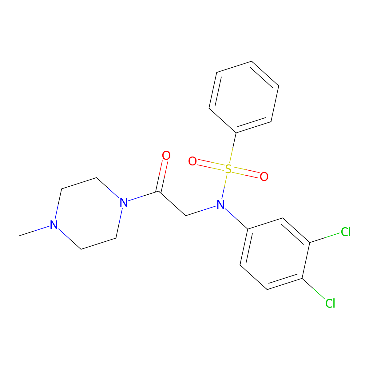 N-(3,4-dichlorophenyl)-N-[2-(4-methylpiperazin-1-yl)-2-oxoethyl]benzenesulfonamide molecular structure, CAS 361199-91-9