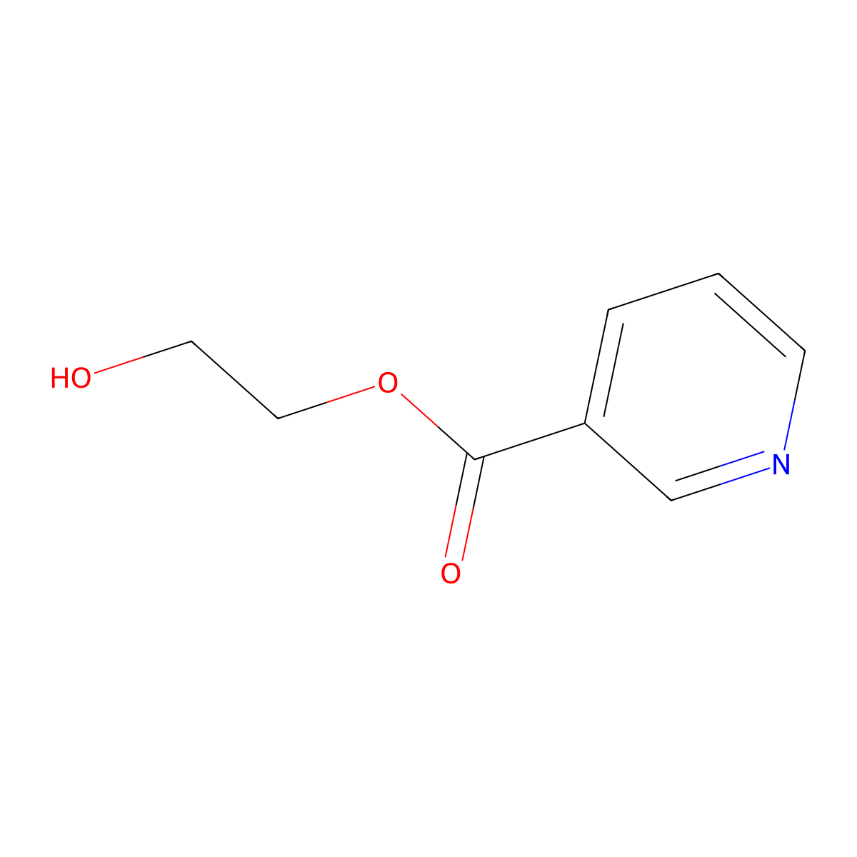 3-Pyridinecarboxylic acid, 2-hydroxyethyl ester molecular structure, CAS 3612-80-4