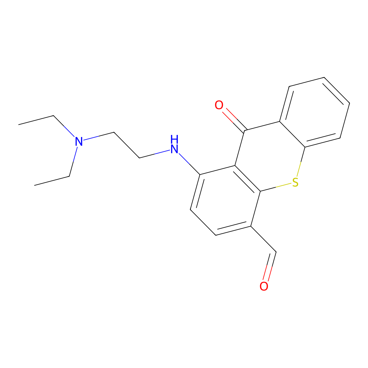 9H-Thioxanthene-4-carboxaldehyde, 1-[[2-(diethylamino)ethyl]amino]-9-oxo- molecular structure, CAS 3613-13-6