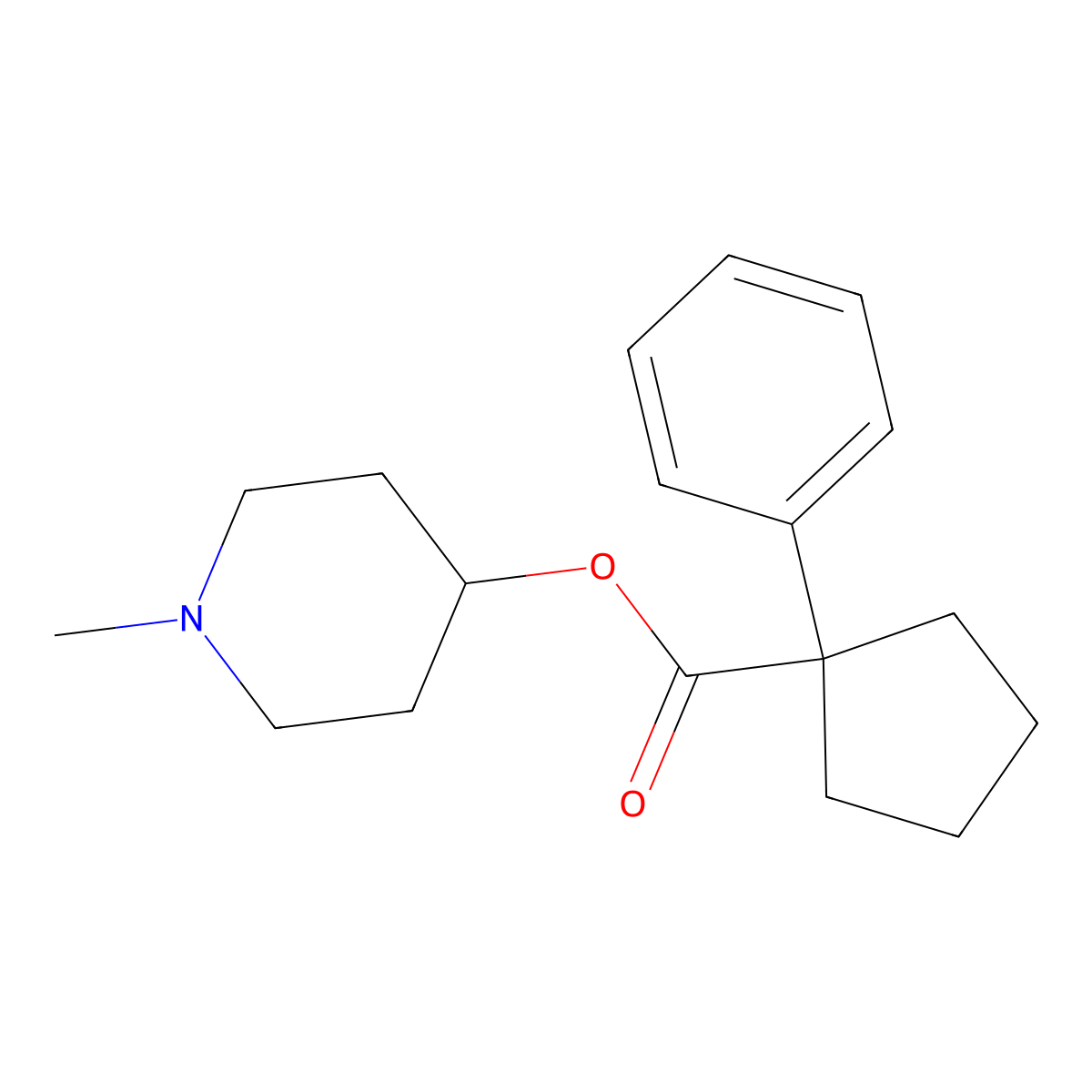 1-Methylpiperidin-4-yl 1-phenylcyclopentanecarboxylate molecular structure, CAS 3613-68-1