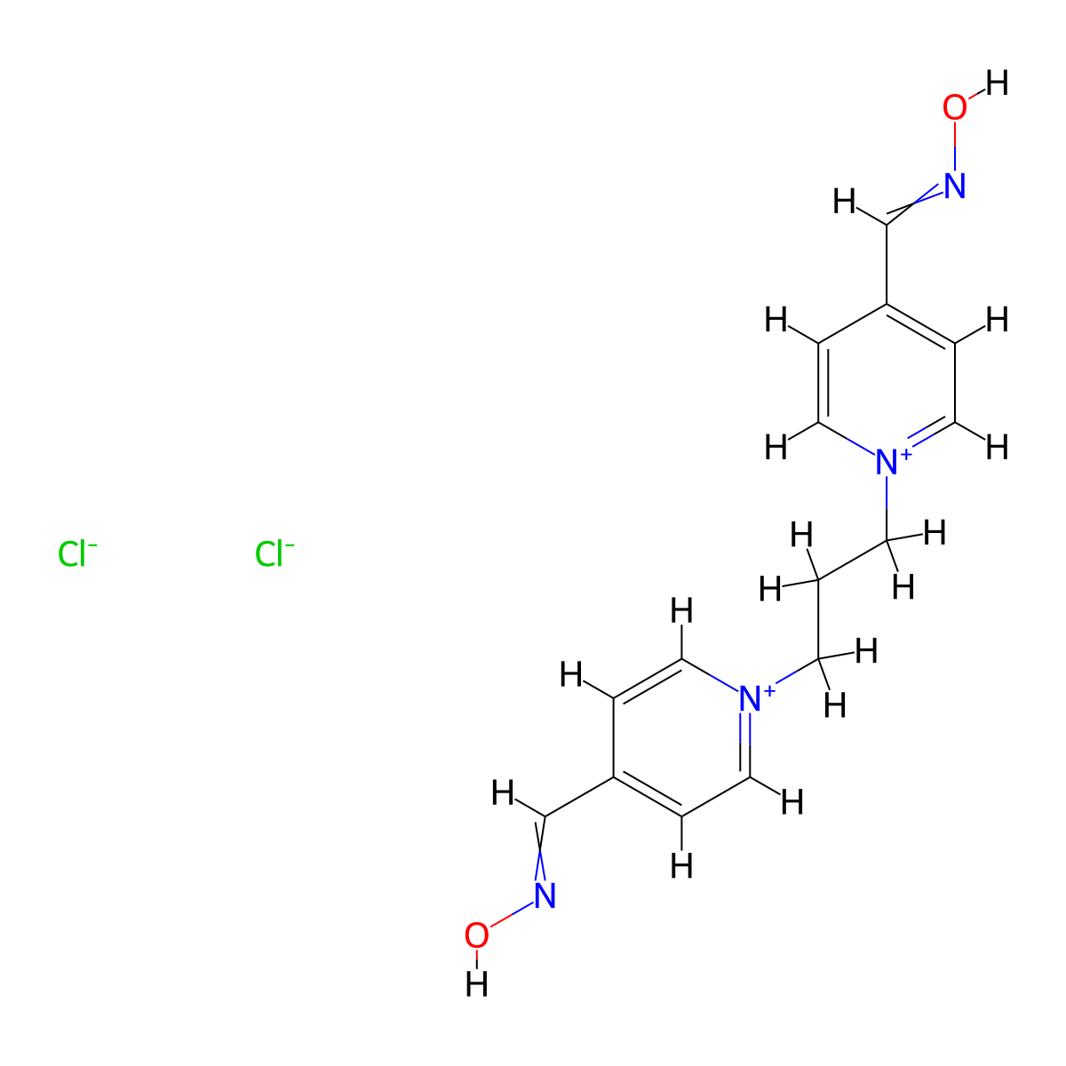 N-[[1-[3-[4-(hydroxyiminomethyl)pyridin-1-ium-1-yl]propyl]pyridin-1-ium-4-yl]methylidene]hydroxylamine dichloride molecular structure, CAS 3613-82-9