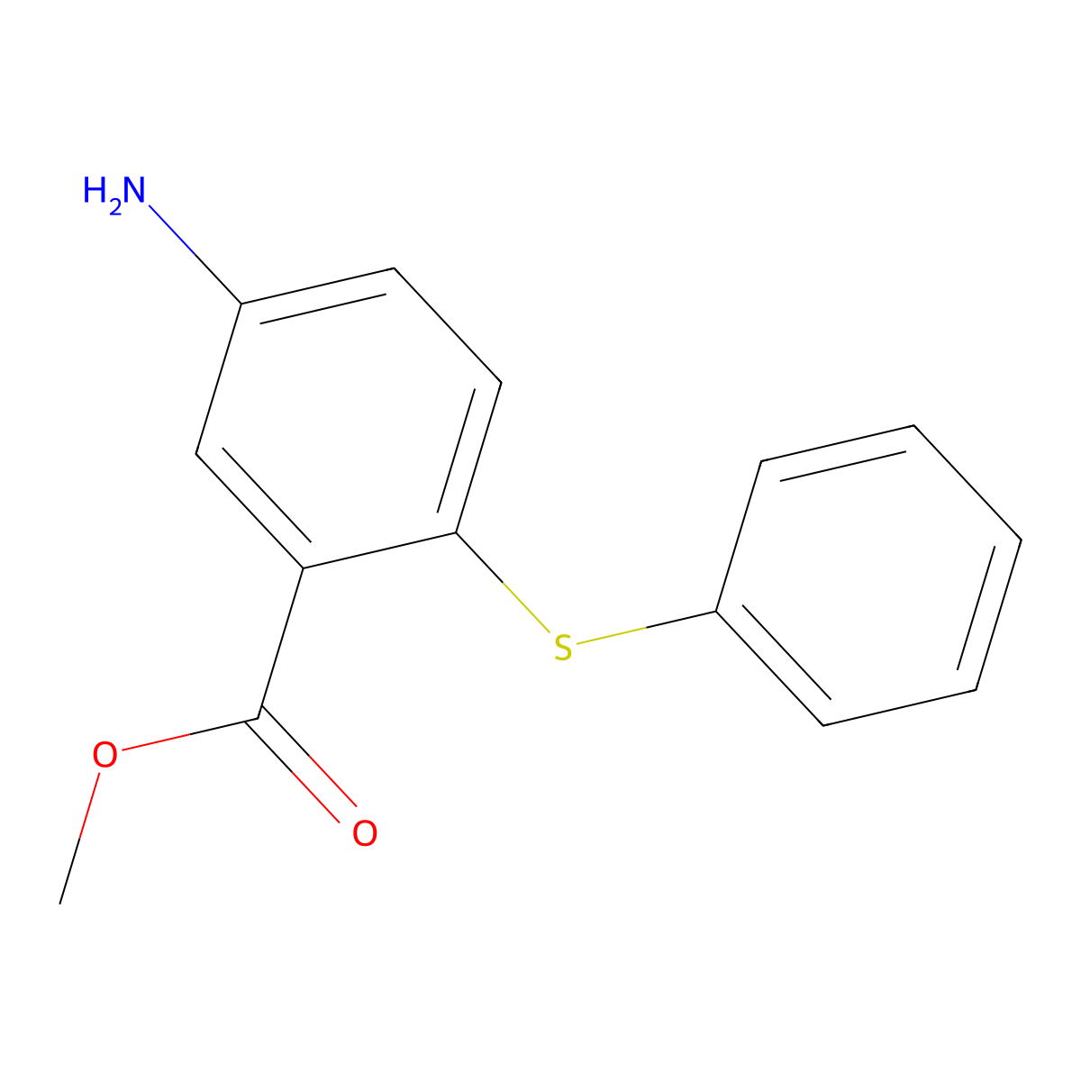 5-Amino-2-phenylsulfanyl-benzoic acid methyl ester molecular structure, CAS 361336-73-4