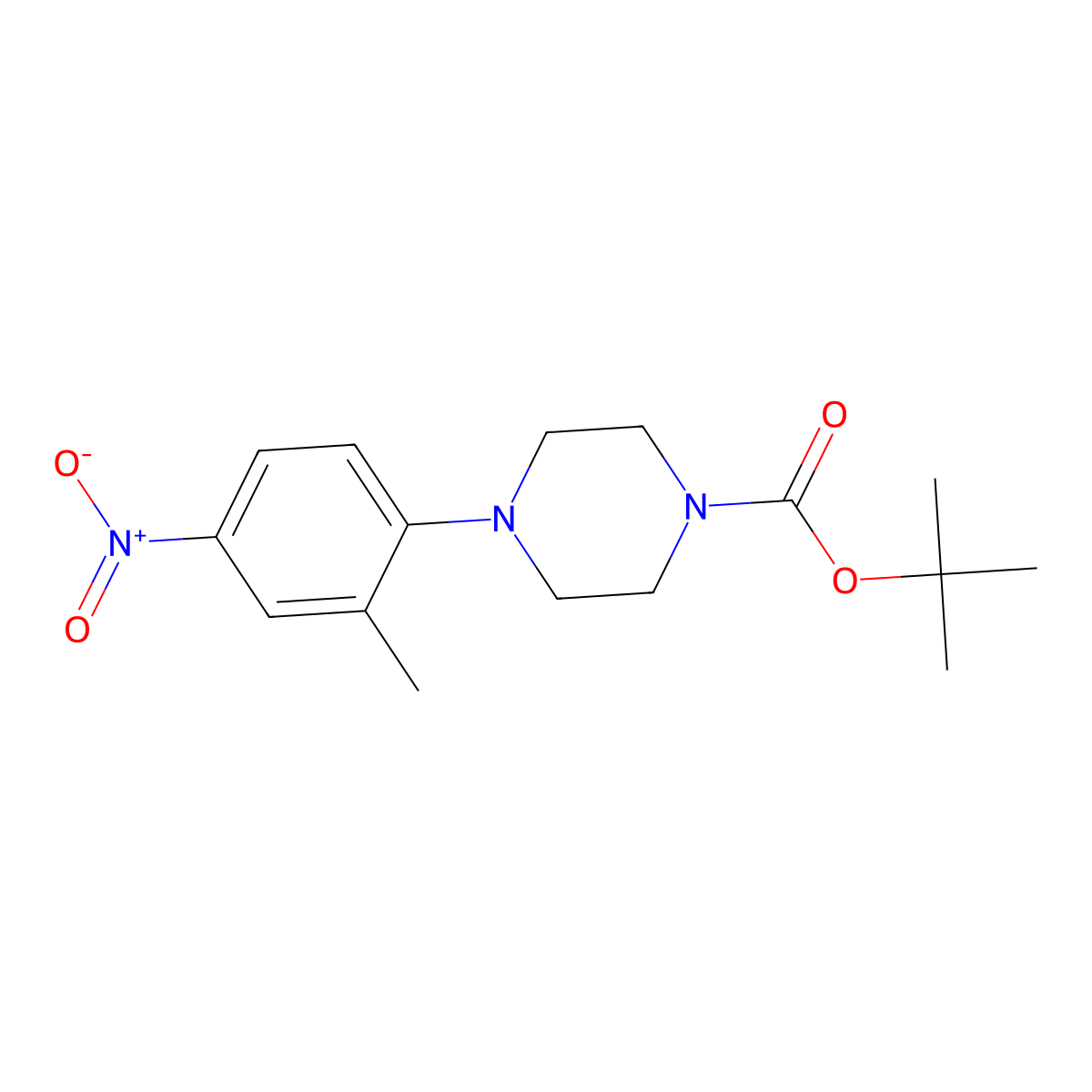 tert-Butyl 4-(2-methyl-4-nitrophenyl)piperazine-1-carboxylate molecular structure, CAS 361345-36-0