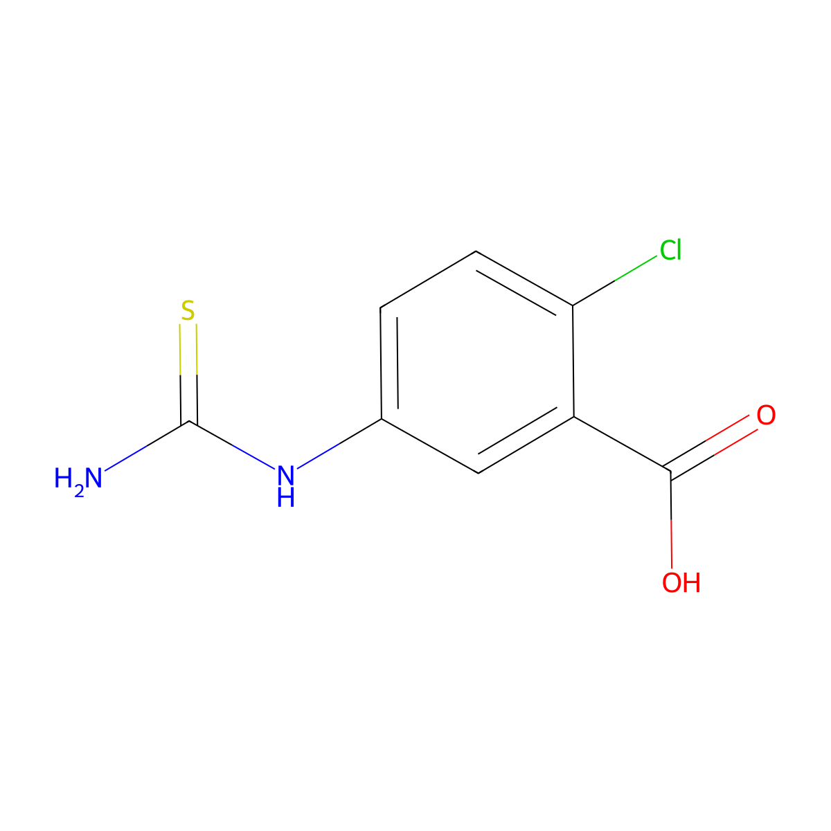 5-(Carbamothioylamino)-2-chlorobenzoic acid molecular structure, CAS 361365-15-3
