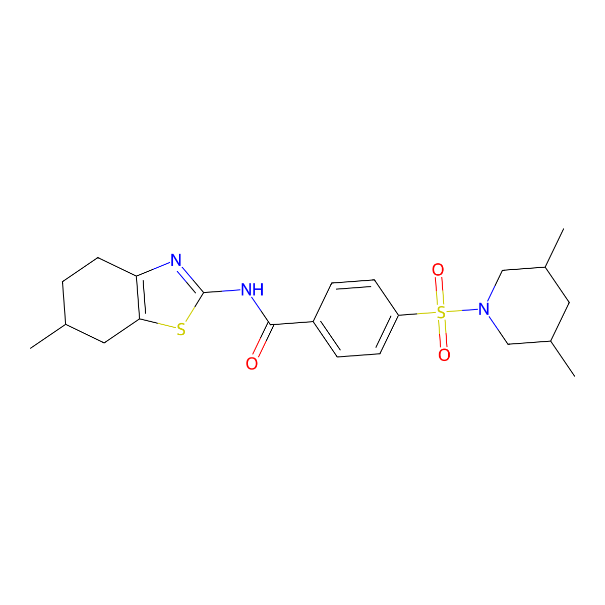 4-((3,5-dimethylpiperidin-1-yl)sulfonyl)-N-(6-methyl-4,5,6,7-tetrahydrobenzo[d]thiazol-2-yl)benzamide molecular structure, CAS 361366-48-5