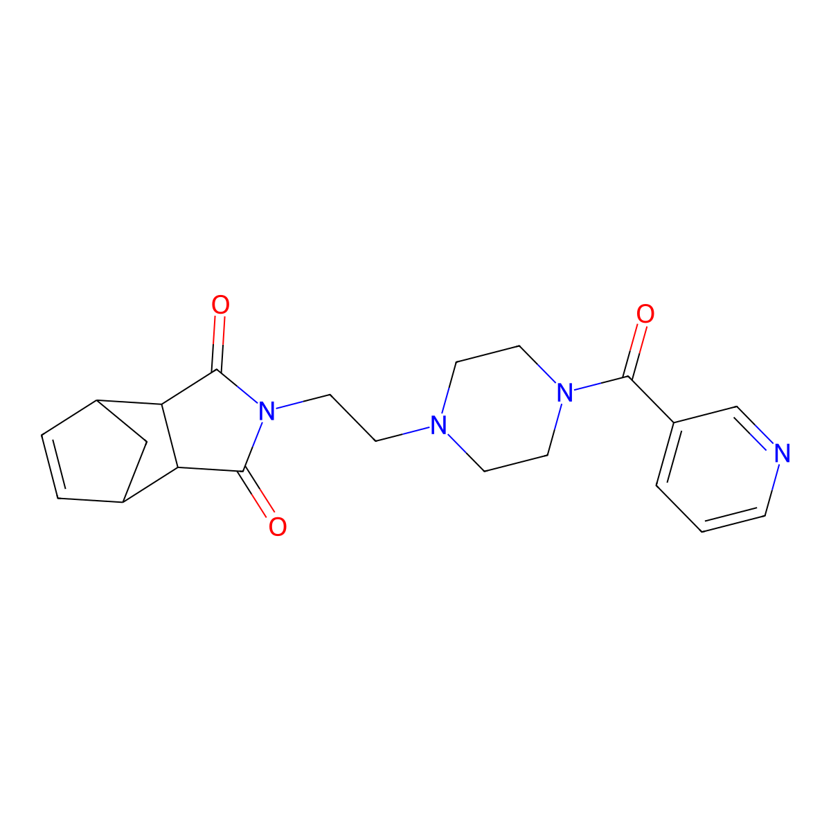 2-(2-(4-nicotinoylpiperazin-1-yl)ethyl)-3a,4,7,7a-tetrahydro-1H-4,7-methanoisoindole-1,3(2H)-dione molecular structure, CAS 361366-54-3