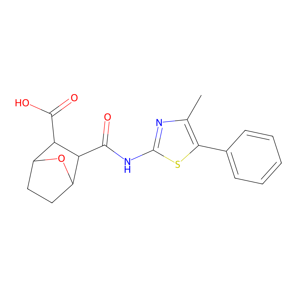 3-[(4-Methyl-5-phenyl-1,3-thiazol-2-yl)carbamoyl]-7-oxabicyclo[2.2.1]heptane-2-carboxylic acid molecular structure, CAS 361366-82-7