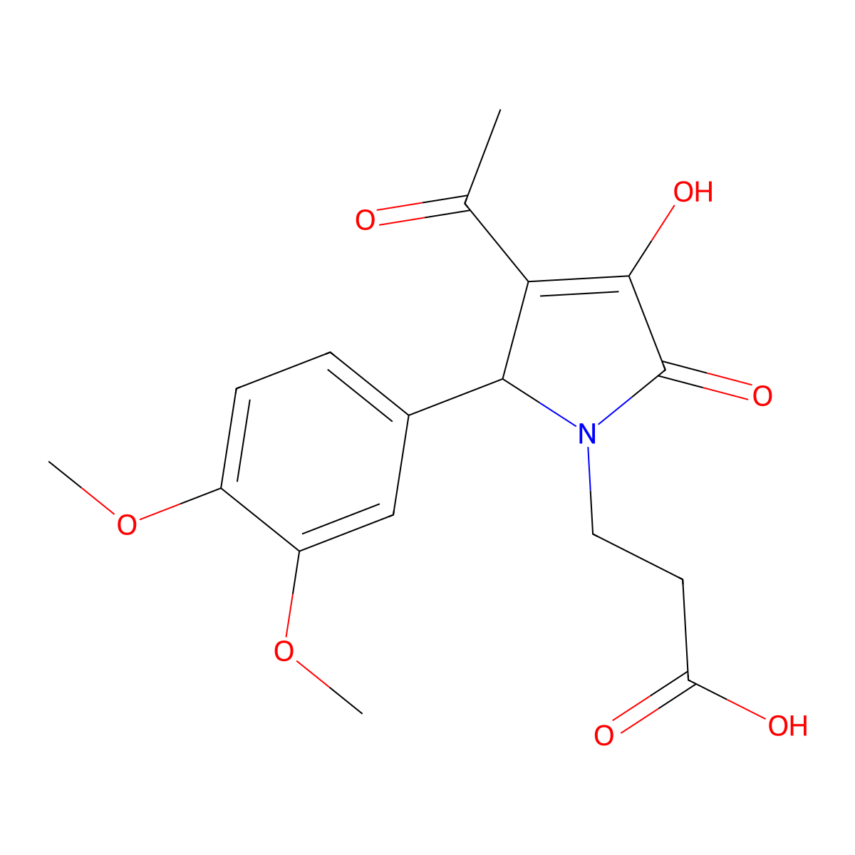3-[3-acetyl-2-(3,4-dimethoxyphenyl)-4-hydroxy-5-oxo-2H-pyrrol-1-yl]propanoic acid molecular structure, CAS 361367-69-3