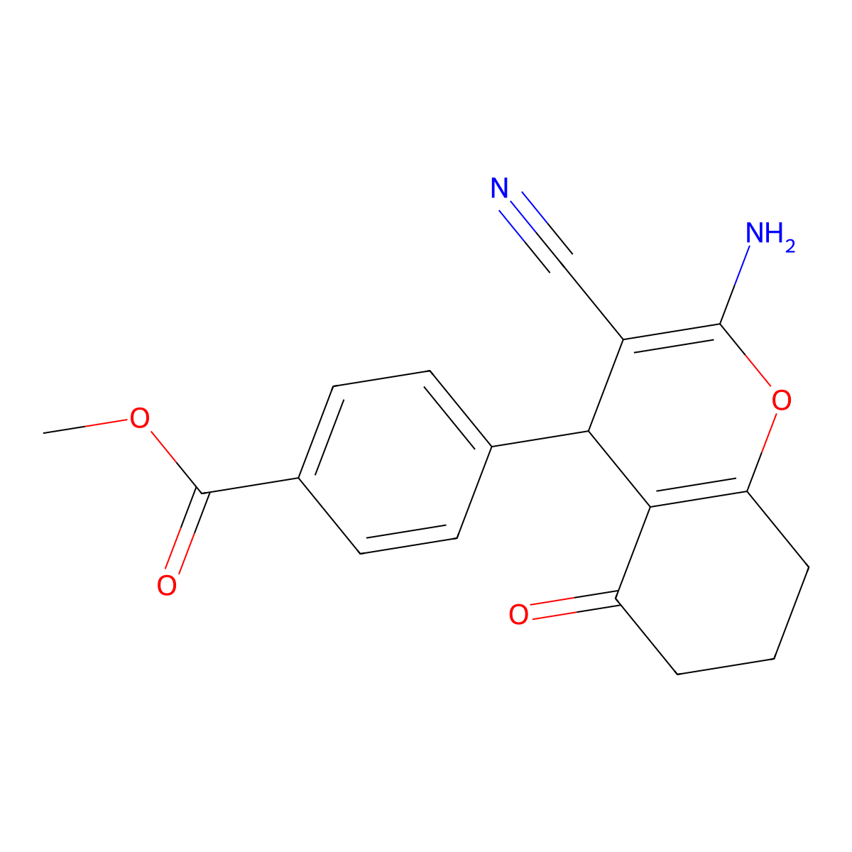 methyl 4-(2-amino-3-cyano-5-oxo-5,6,7,8-tetrahydro-4H-chromen-4-yl)benzoate molecular structure, CAS 361367-90-0
