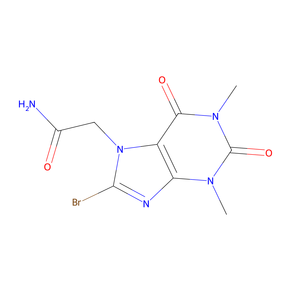 2-(8-bromo-1,3-dimethyl-2,6-dioxo-2,3,6,7-tetrahydro-1H-purin-7-yl)acetamide molecular structure, CAS 361368-35-6