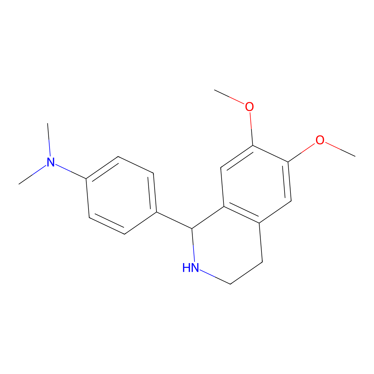 4-(6,7-dimethoxy-1,2,3,4-tetrahydroisoquinolin-1-yl)-N,N-dimethylaniline molecular structure, CAS 361368-37-8