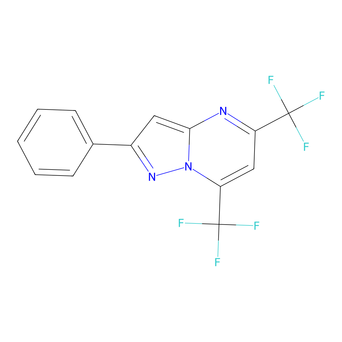 2-Phenyl-5,7-bis(trifluoromethyl)pyrazolo[1,5-a]pyrimidine molecular structure, CAS 361368-93-6