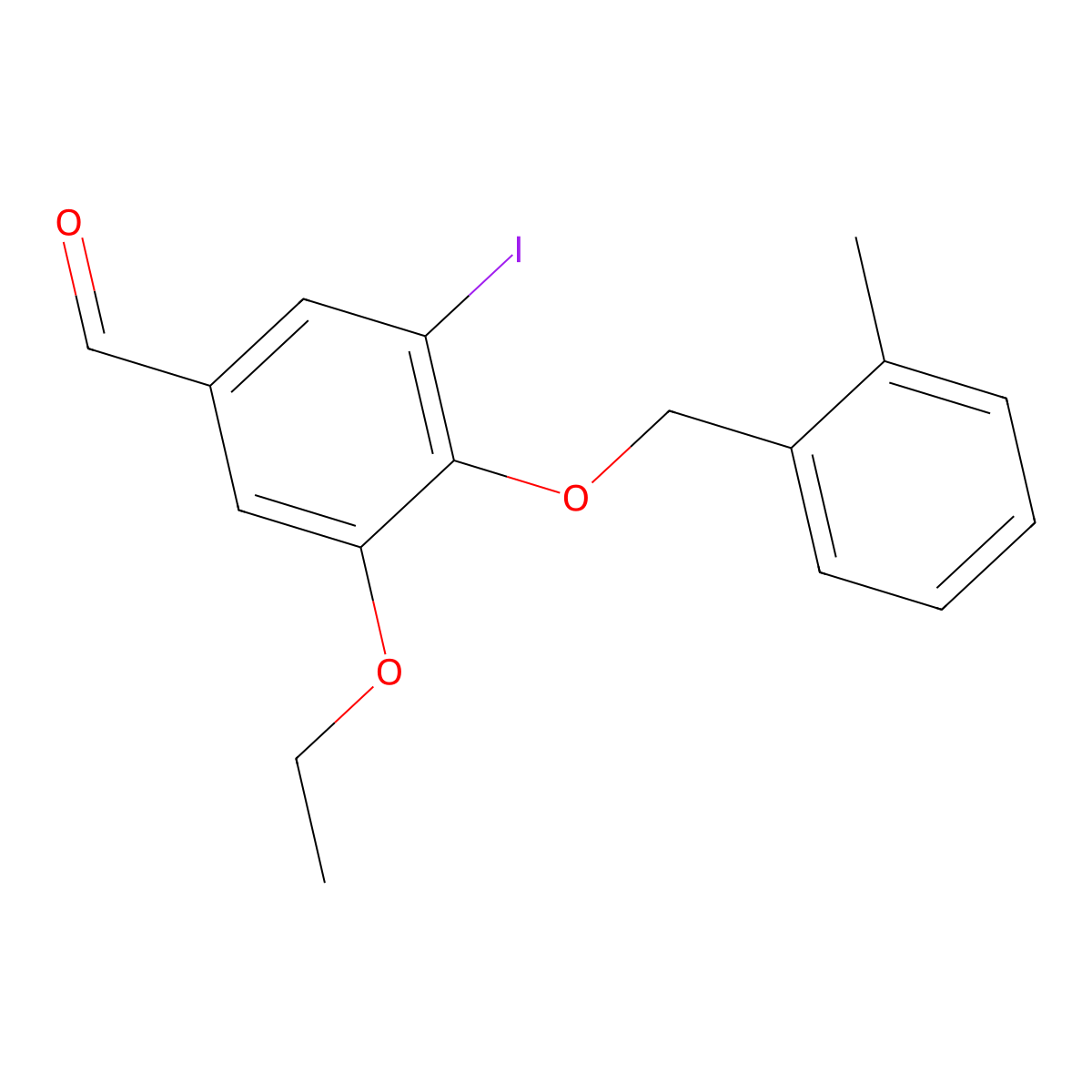 3-Ethoxy-5-iodo-4-[(2-methylphenyl)methoxy]benzaldehyde molecular structure, CAS 361369-08-6