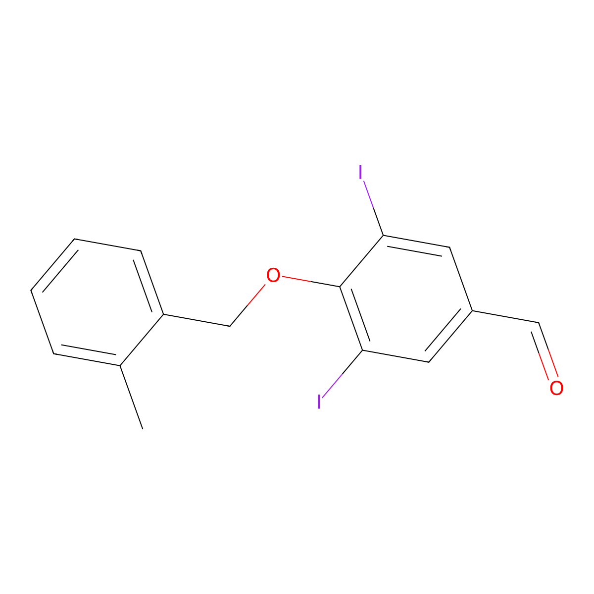 3,5-Diiodo-4-[(2-methylphenyl)methoxy]benzaldehyde molecular structure, CAS 361369-09-7