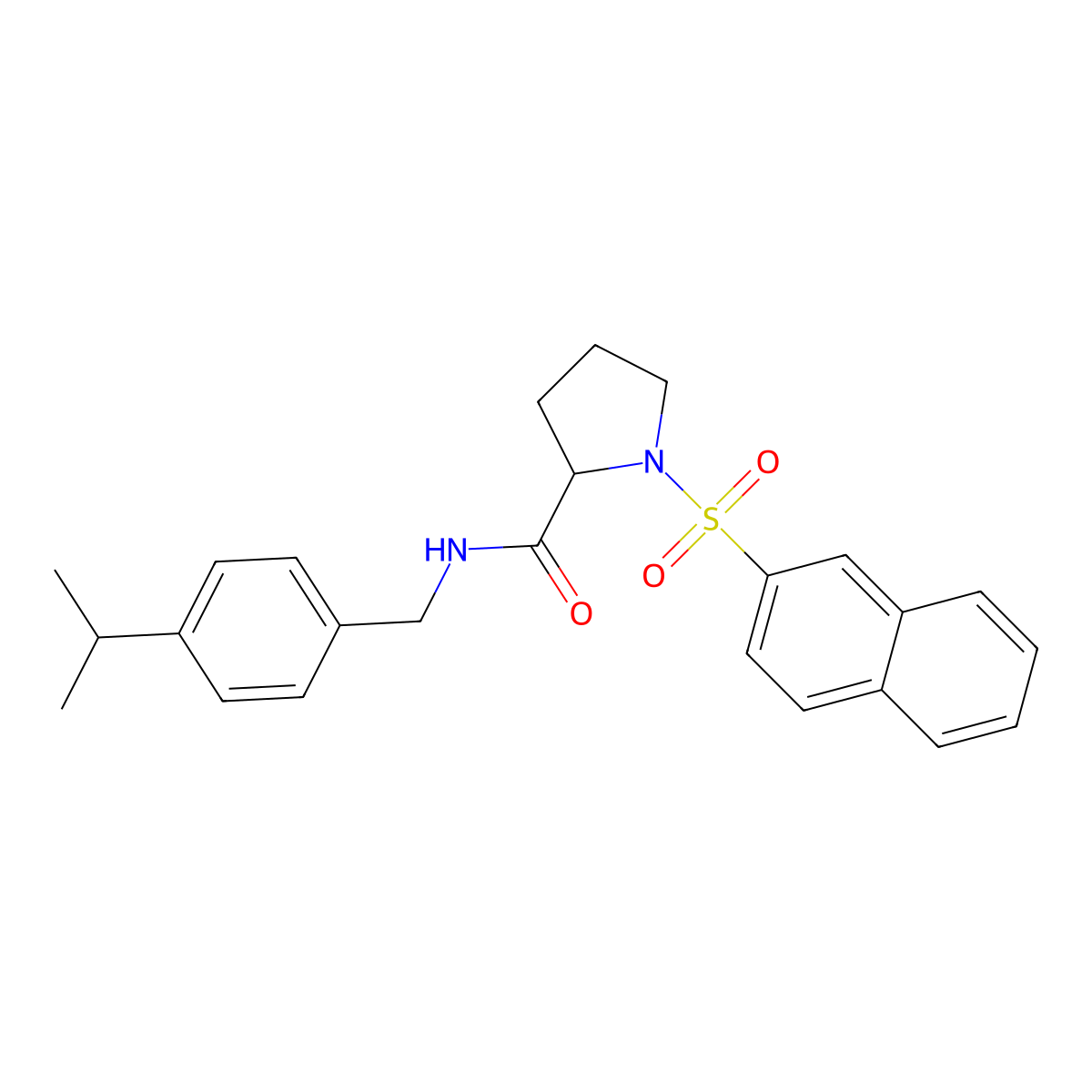 N-((4-(1-Methylethyl)phenyl)methyl)-1-(2-naphthalenylsulfonyl)-2-pyrrolidinecarboxamide molecular structure, CAS 361371-29-1