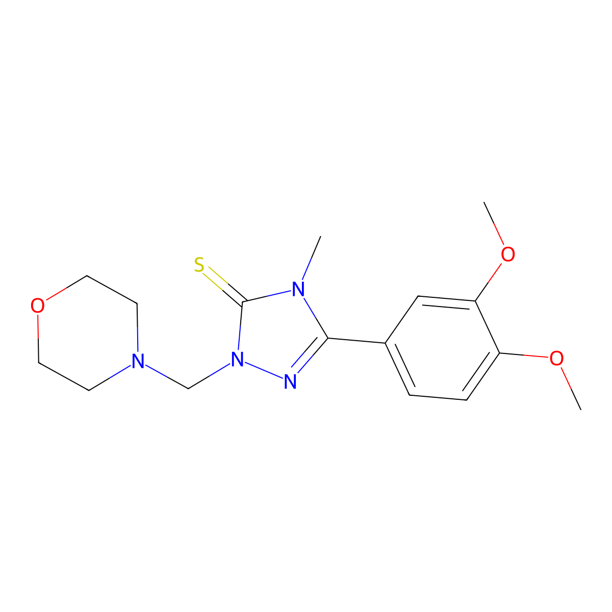 5-(3,4-Dimethoxyphenyl)-4-methyl-2-(morpholin-4-ylmethyl)-1,2,4-triazole-3-thione molecular structure, CAS 361371-40-6