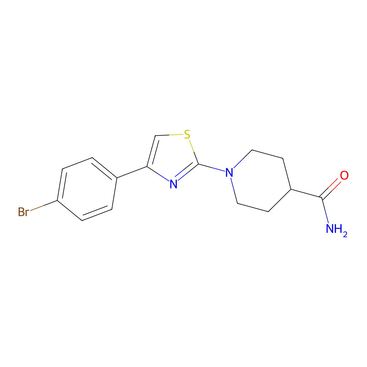 1-[4-(4-Bromophenyl)-2-thiazolyl]-4-piperidinecarboxamide molecular structure, CAS 361371-42-8