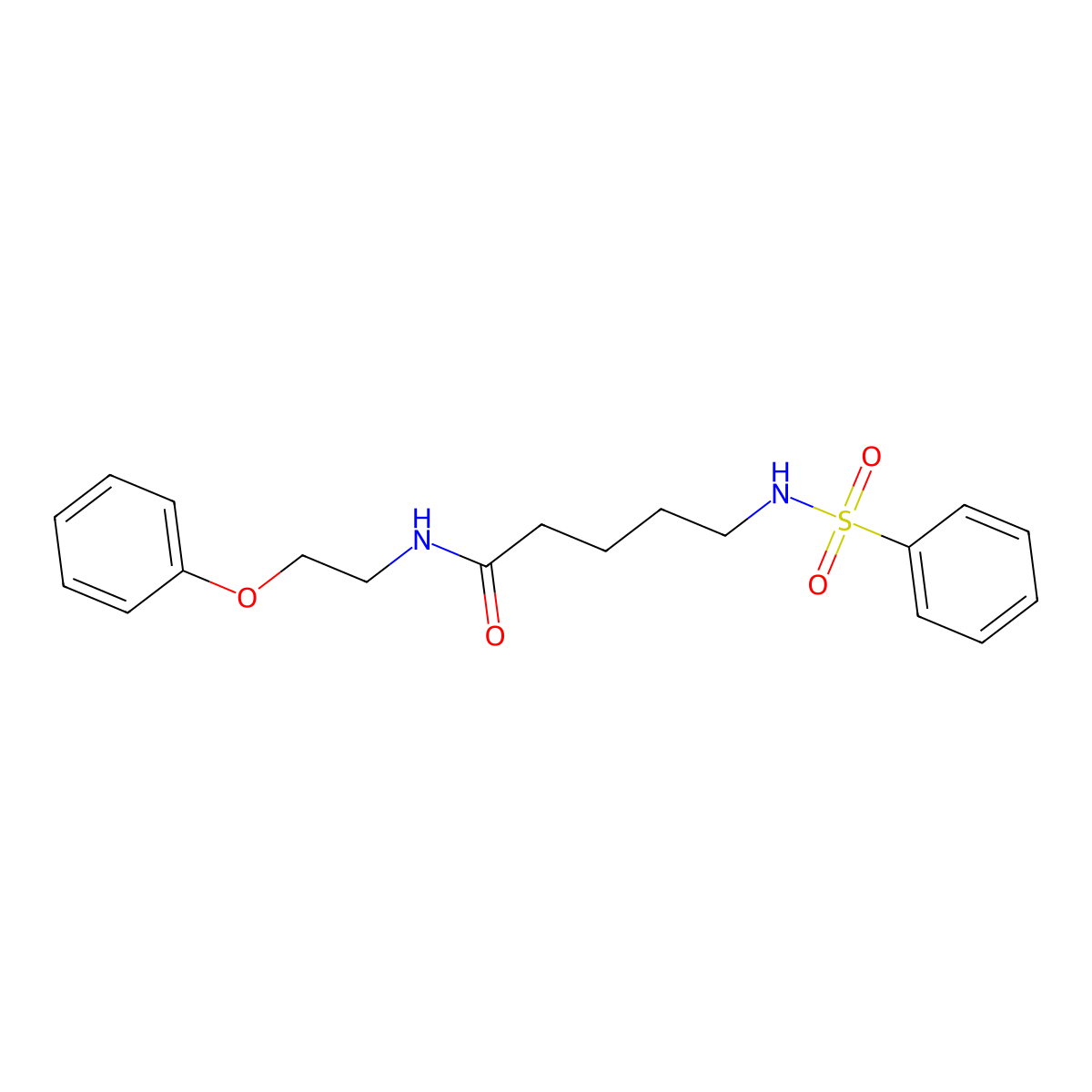 N-(2-phenoxyethyl)-5-[(phenylsulfonyl)amino]pentanamide molecular structure, CAS 361371-44-0