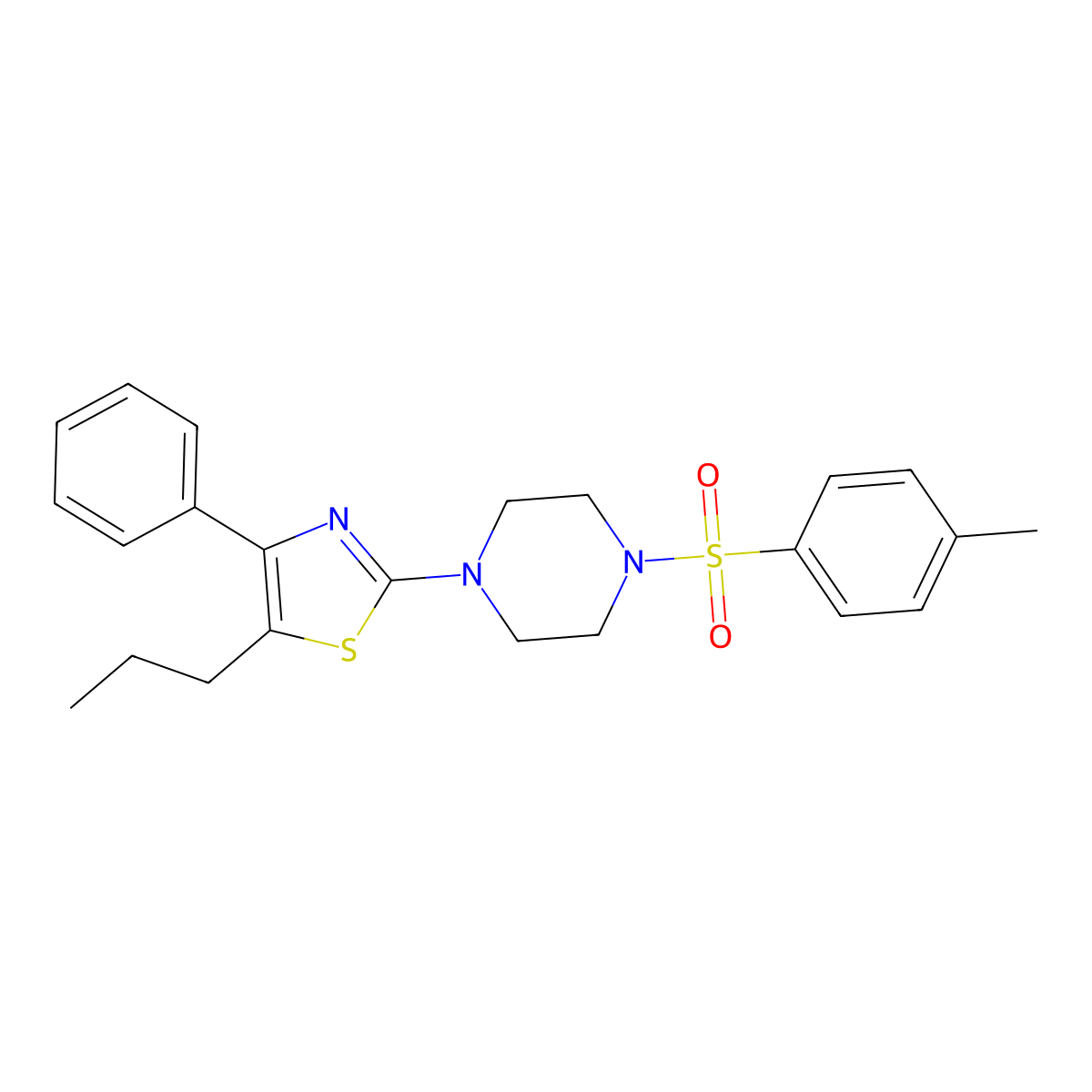 2-[4-(4-Methylphenyl)sulfonylpiperazin-1-yl]-4-phenyl-5-propyl-1,3-thiazole molecular structure, CAS 361371-50-8