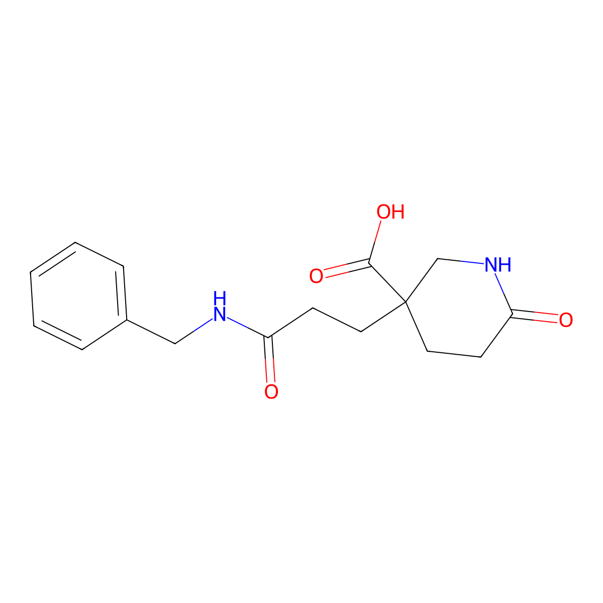 3-(2-Benzylcarbamoyl-ethyl)-6-oxo-piperidine-3-carboxylic acid molecular structure, CAS 361372-43-2
