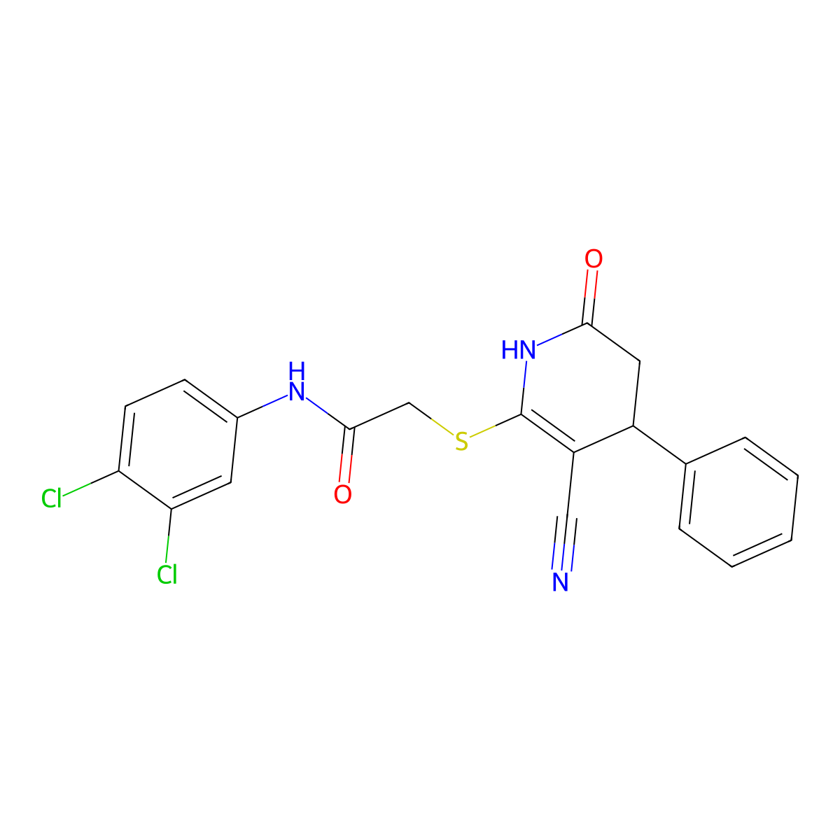 2-[(5-cyano-2-oxo-4-phenyl-3,4-dihydro-1H-pyridin-6-yl)sulfanyl]-N-(3,4-dichlorophenyl)acetamide molecular structure, CAS 361373-01-5