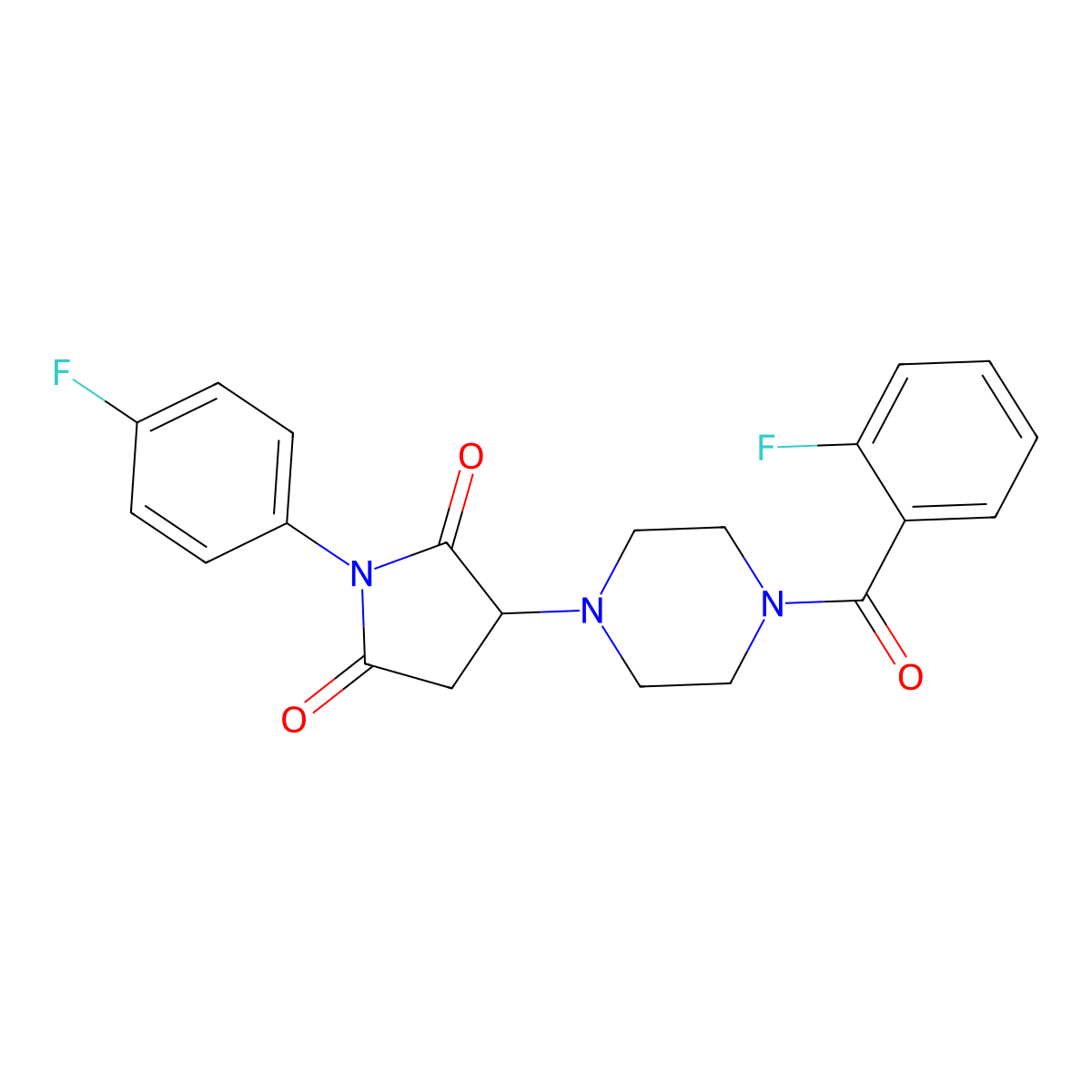 3-[4-(2-Fluorobenzoyl)piperazin-1-yl]-1-(4-fluorophenyl)pyrrolidine-2,5-dione molecular structure, CAS 361373-65-1