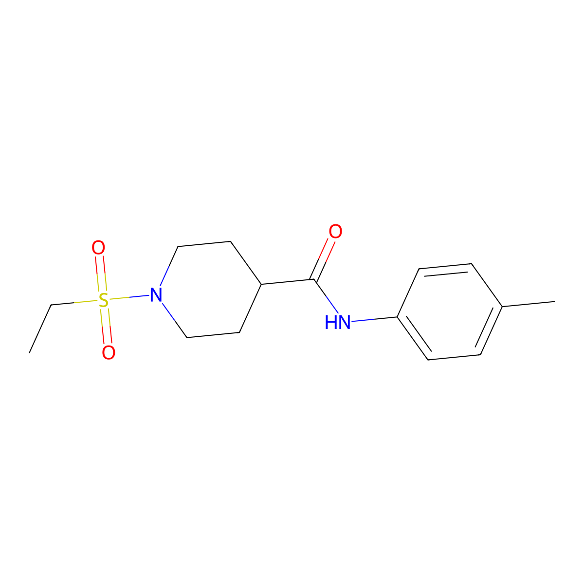 1-(ethylsulfonyl)-N-(4-methylphenyl)piperidine-4-carboxamide molecular structure, CAS 361374-15-4