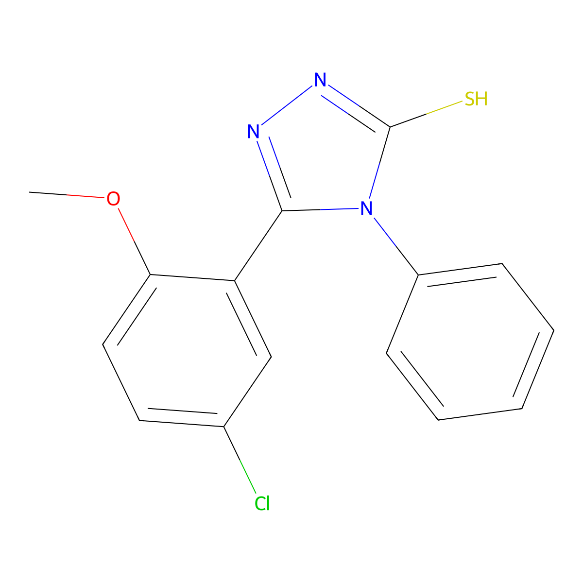 5-(5-Chloro-2-methoxyphenyl)-2,4-dihydro-4-phenyl-3H-1,2,4-triazole-3-thione molecular structure, CAS 361374-32-5
