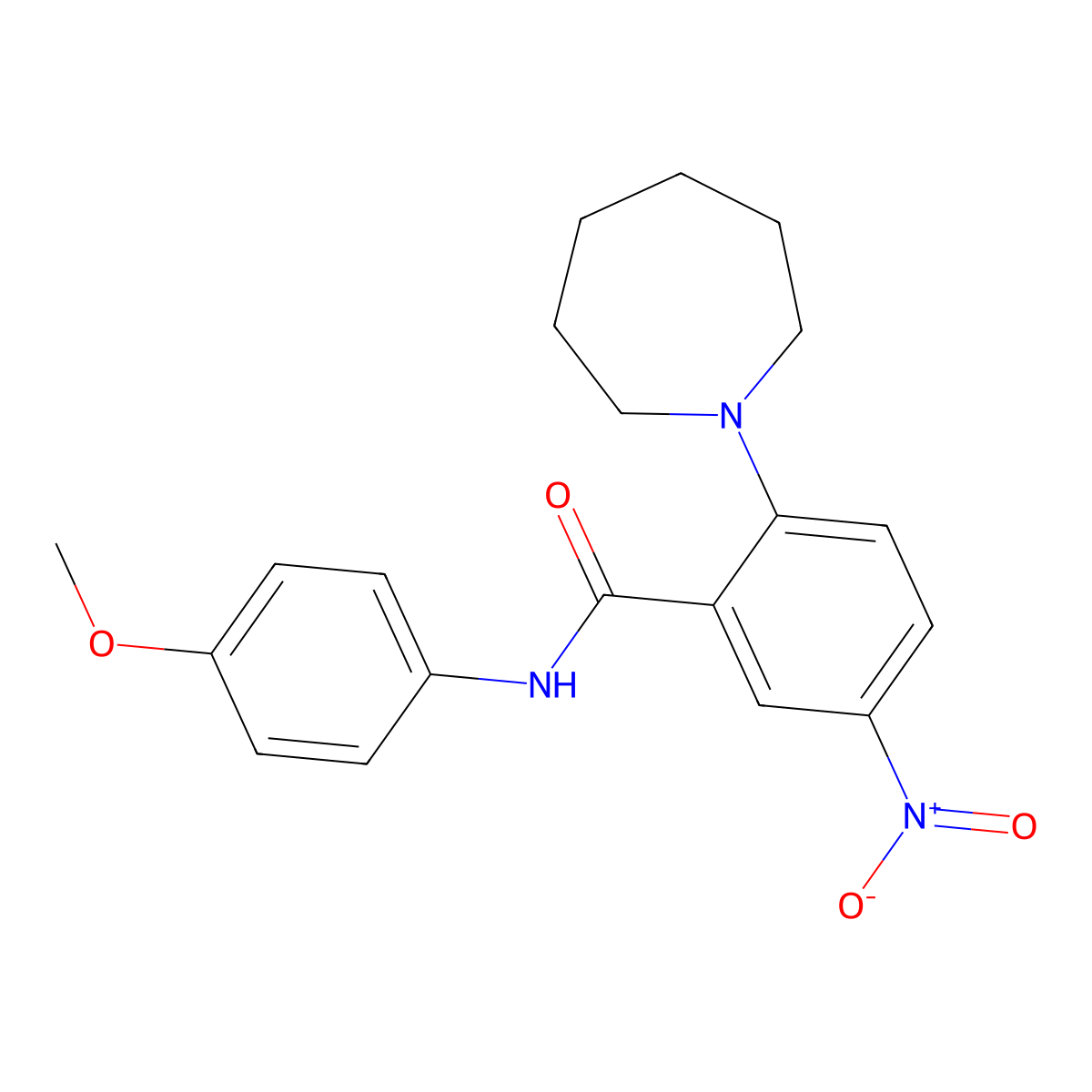 2-(azepan-1-yl)-N-(4-methoxyphenyl)-5-nitrobenzamide molecular structure, CAS 361374-66-5