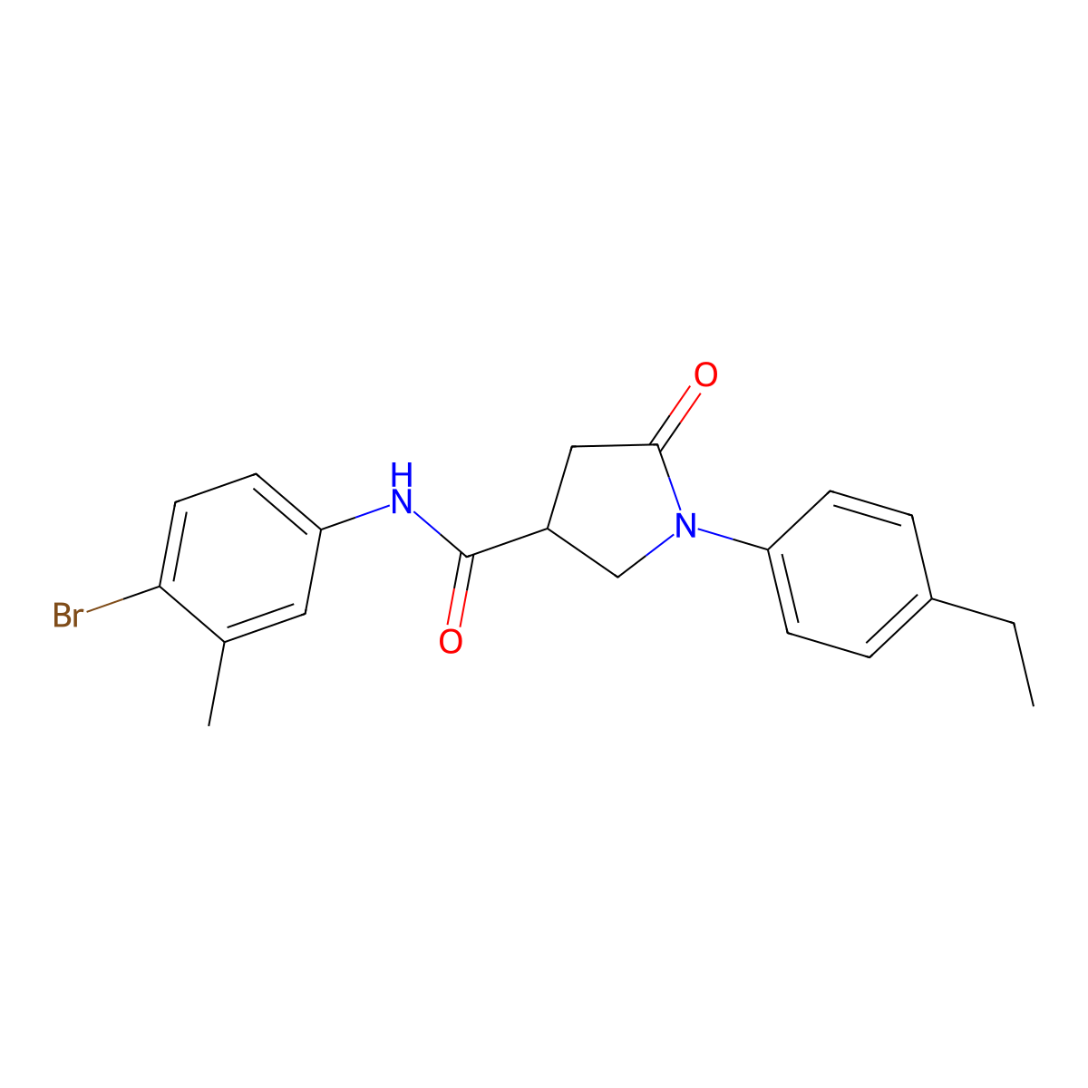 N-(4-bromo-3-methylphenyl)-1-(4-ethylphenyl)-5-oxopyrrolidine-3-carboxamide molecular structure, CAS 361374-77-8