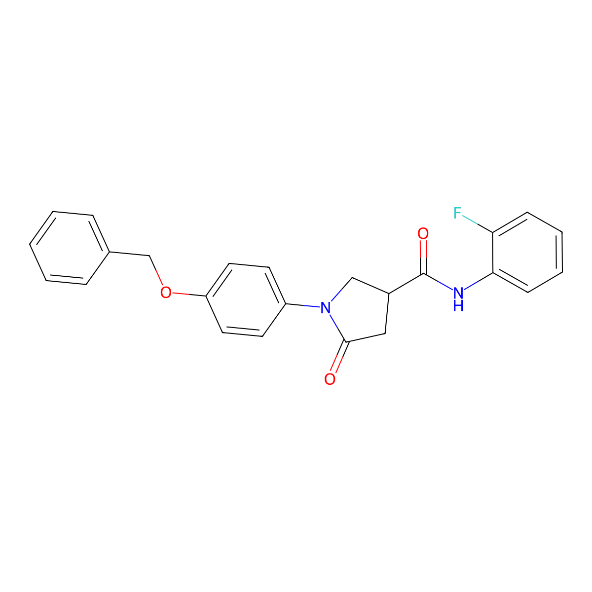 N-(2-fluorophenyl)-5-oxo-1-(4-phenylmethoxyphenyl)pyrrolidine-3-carboxamide molecular structure, CAS 361374-81-4