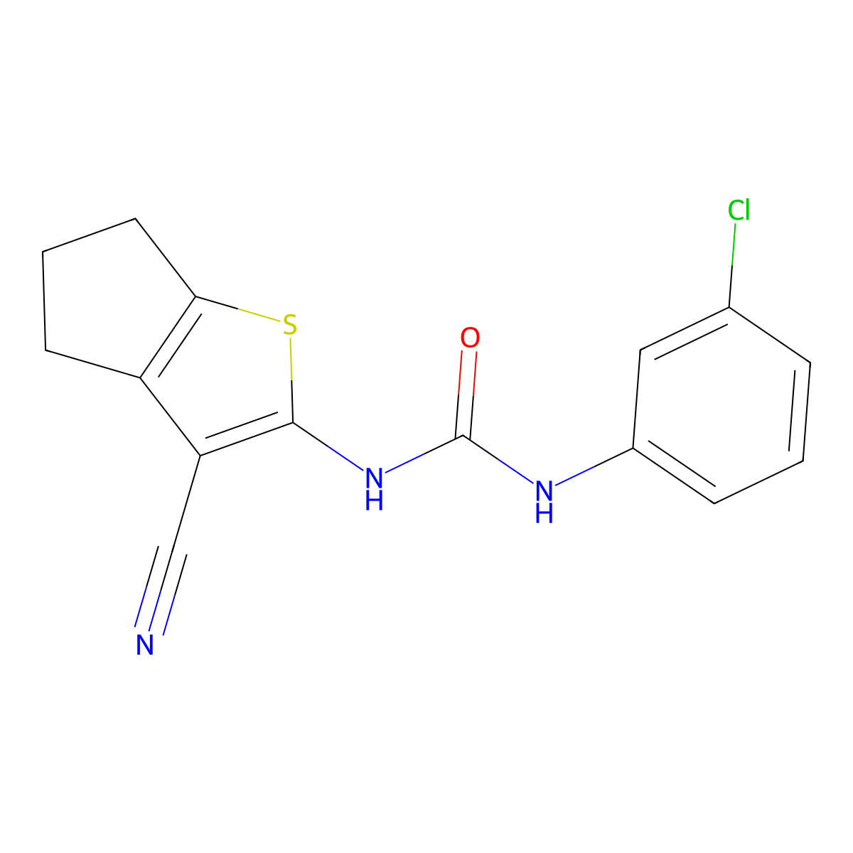 1-(3-chlorophenyl)-3-(3-cyano-5,6-dihydro-4H-cyclopenta[b]thiophen-2-yl)urea molecular structure, CAS 361375-19-1